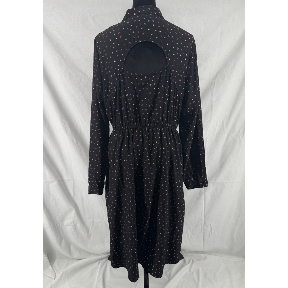 Xhilaration Black Geometric Triangle Print Shirt Dress Cutout Back XXL - Picture 2 of 5